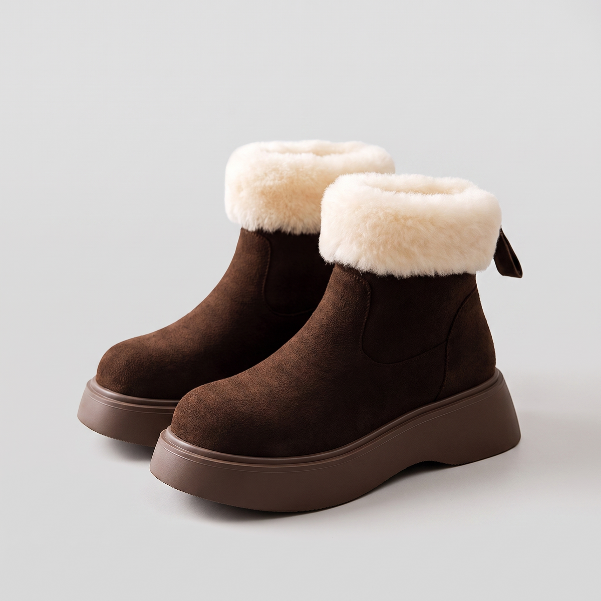 Gilly Faux Shearling Platform Ankle Boots pair – styled view