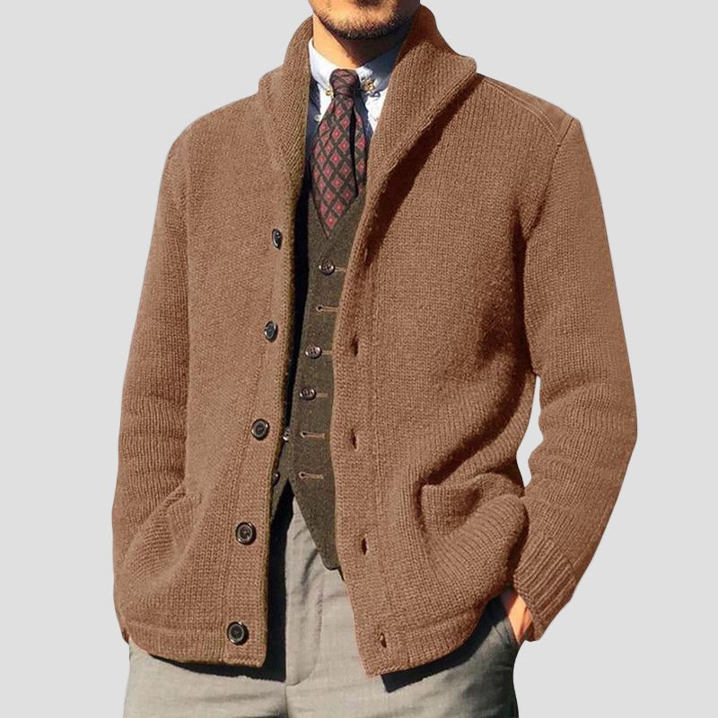 Kester Button Knit Cardigan front view on model