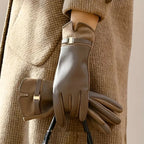 Greta Leather-Look Winter Gloves – front view