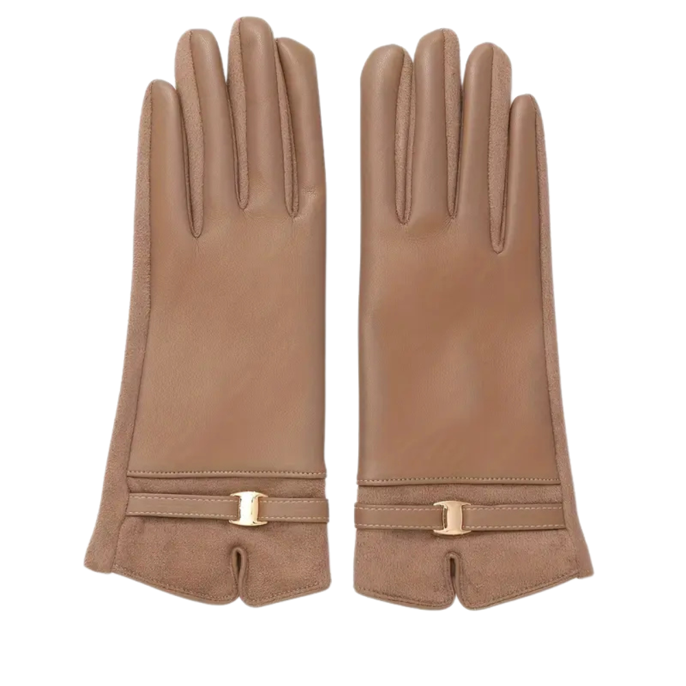 Greta Leather-Look Winter Gloves – close-up