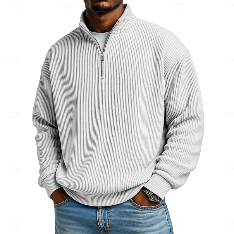 Harlan | Ribbed Quarter-Zip Pullover – front view