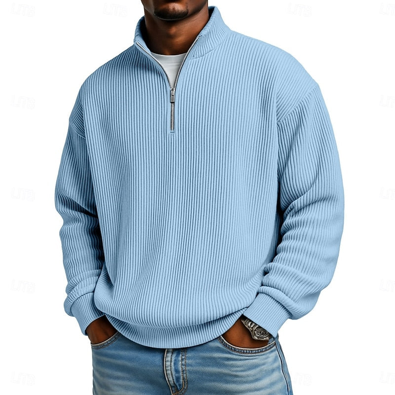Harlan | Ribbed Quarter-Zip Pullover – front view