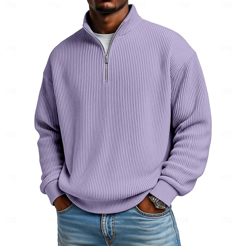 Harlan | Ribbed Quarter-Zip Pullover – front view