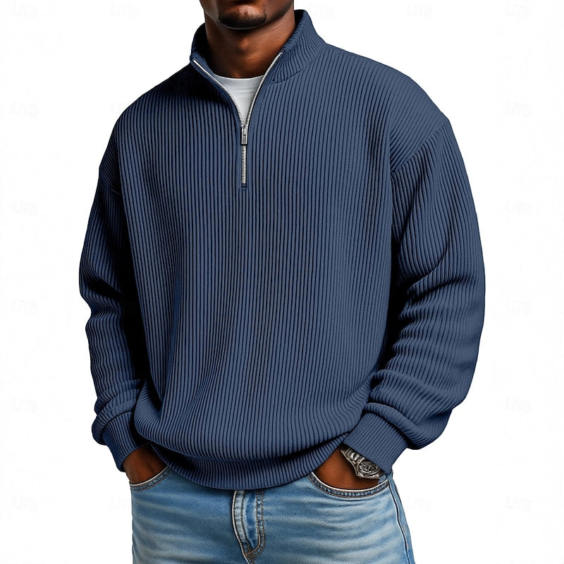 Harlan | Ribbed Quarter-Zip Pullover – front view