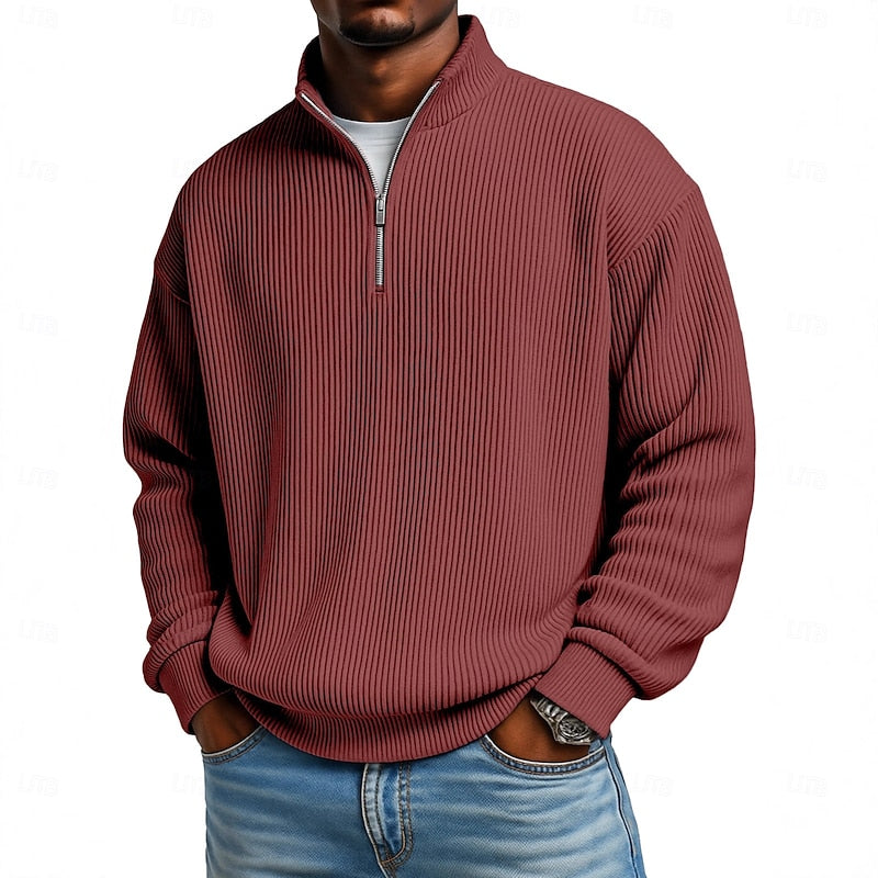 Harlan | Ribbed Quarter-Zip Pullover – front view