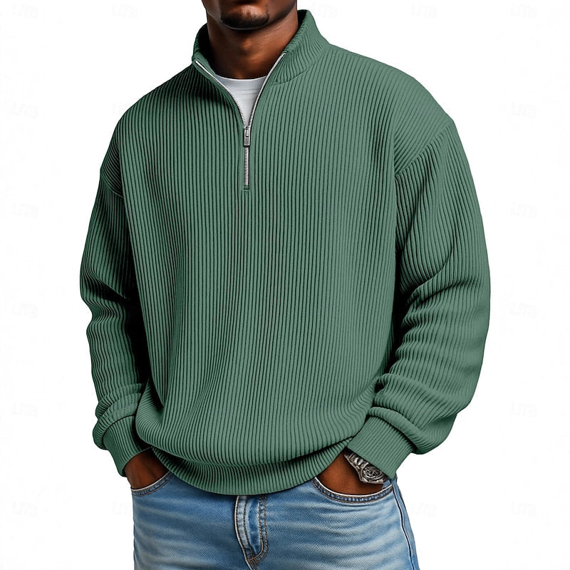 Harlan | Ribbed Quarter-Zip Pullover – front view