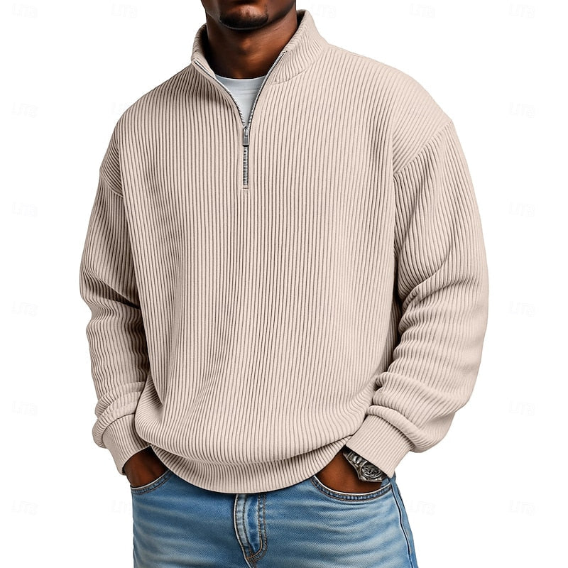 Harlan | Ribbed Quarter-Zip Pullover – front view