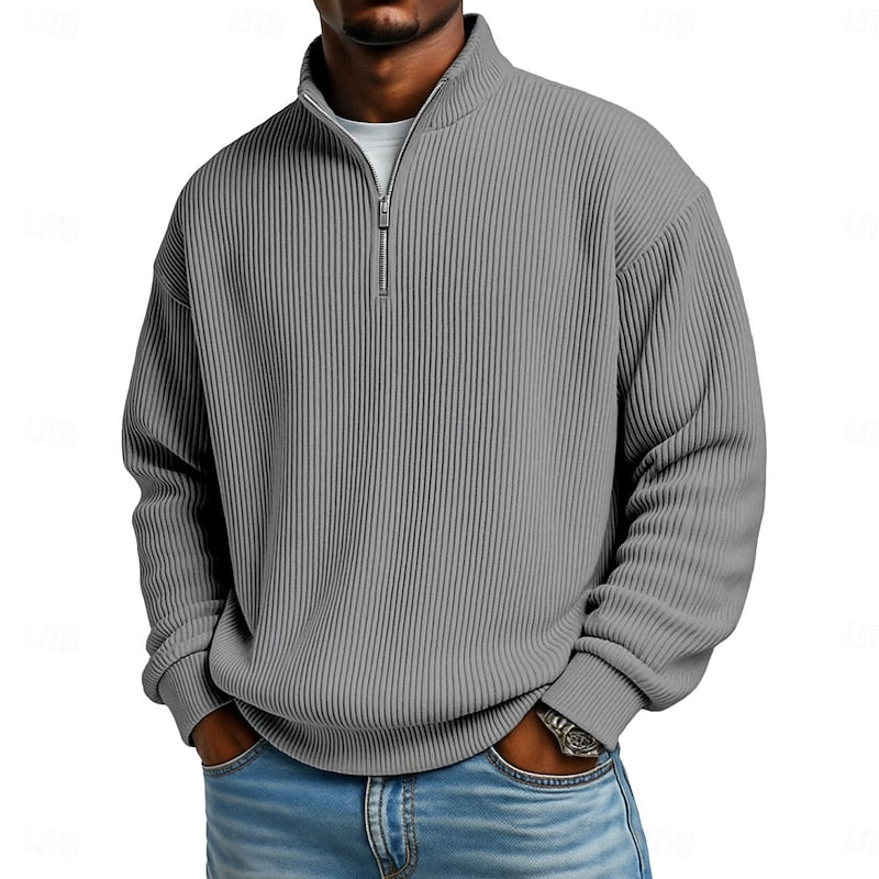 Harlan | Ribbed Quarter-Zip Pullover – front view