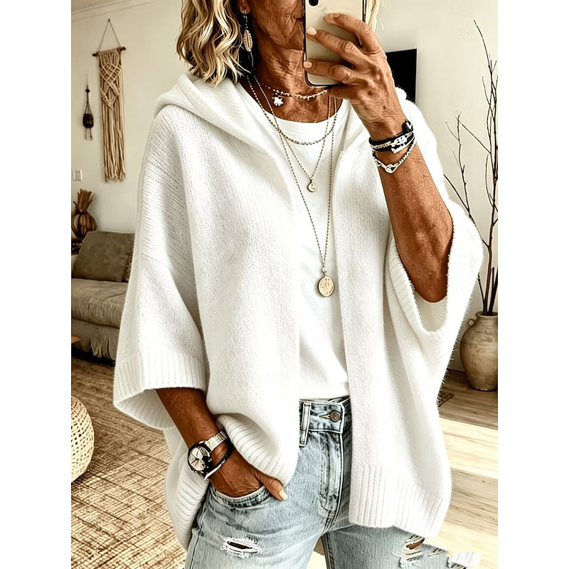 Harriett | Cozy Hooded Open-Front Cardigan – front view
