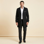 Haven Men's Slim-Fit Wool Overcoat – black, front view