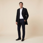 Haven Men's Slim-Fit Wool Overcoat – black, styled view
