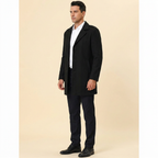 Haven Men's Slim-Fit Wool Overcoat – black, side view