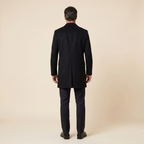 Haven Men's Slim-Fit Wool Overcoat – black, back view