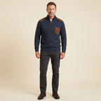 Haven quarter-zip stand-collar sweater, blue