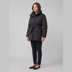 Hazel Belted Puffer Coat in black – side view