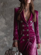 Helavine velvet long blazer dress, back view