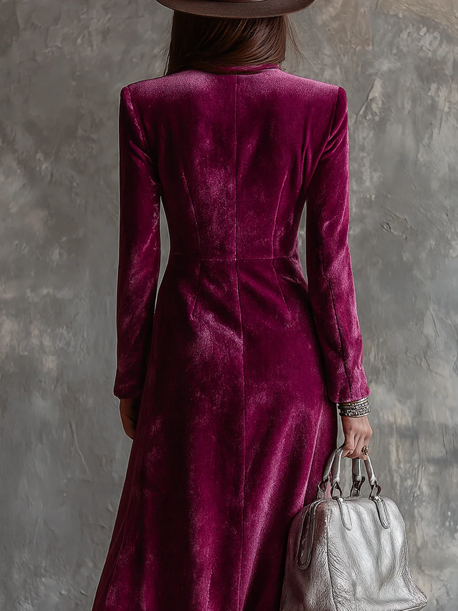 Helavine velvet long blazer dress, styled view