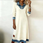 Helirra Patchwork Shirt Collar Dress – styled view