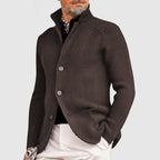 Henry Men's Ribbed Knit Button Cardigan by Vera Noir – side view