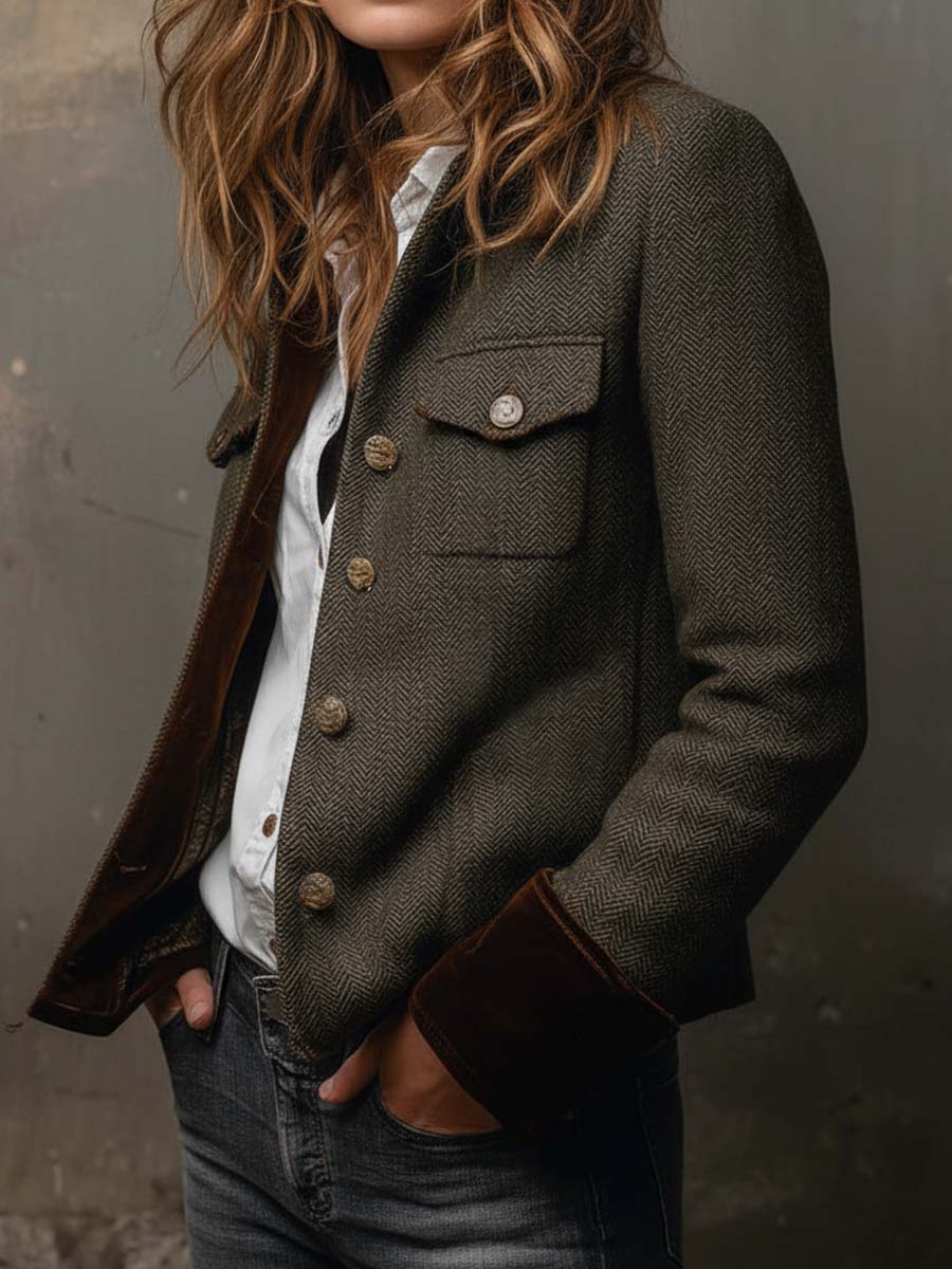 Herringbone Tweed Blazer – back view