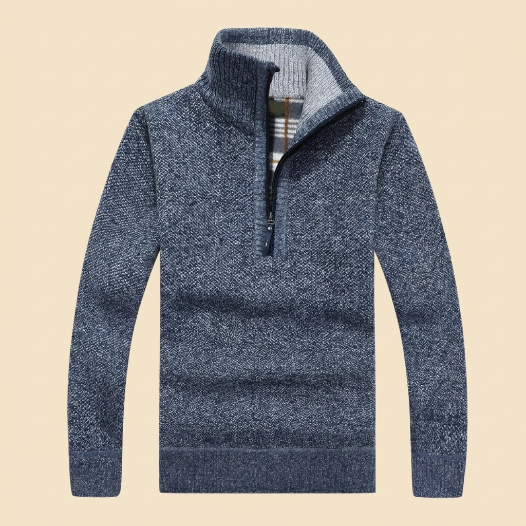 Heston Quarter-Zip Sweatshirt in blue – product front view