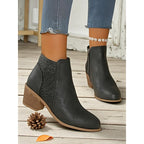 Hollis Cutout Low-Heel Ankle Boots – styled view
