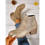 Hollis Cutout Low-Heel Ankle Boots – detail view