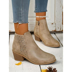Hollis Cutout Low-Heel Ankle Boots – styled view