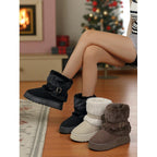 Ilaria | Fur-Trimmed Buckle Snow Boots – styled view in three colours