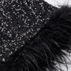 Ilaria | Sequin Feather-Hem Midi Dress by Vera Noir – detail view