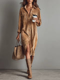 Isolira Corduroy Midi Dress – front view
