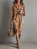 Isolira Corduroy Midi Dress – front view