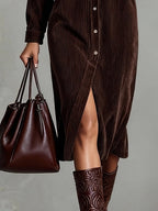 Isolira Corduroy Midi Dress – styled view