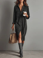 Isolira Corduroy Midi Dress – styled view