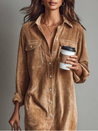 Isolira Corduroy Midi Dress – side view