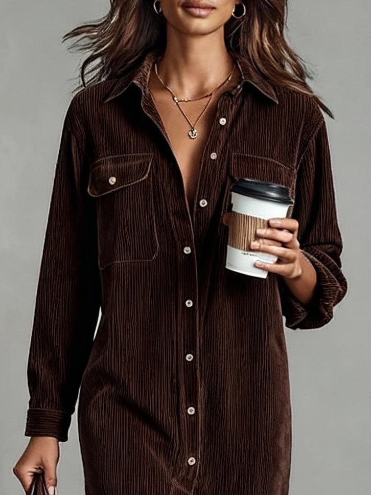 Isolira Corduroy Midi Dress – detail view