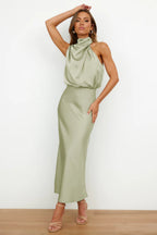 Ivy Satin Halter Dress – front view