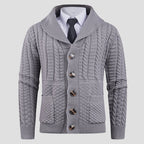 Barnaby Formal Wool Cardigan front view on model