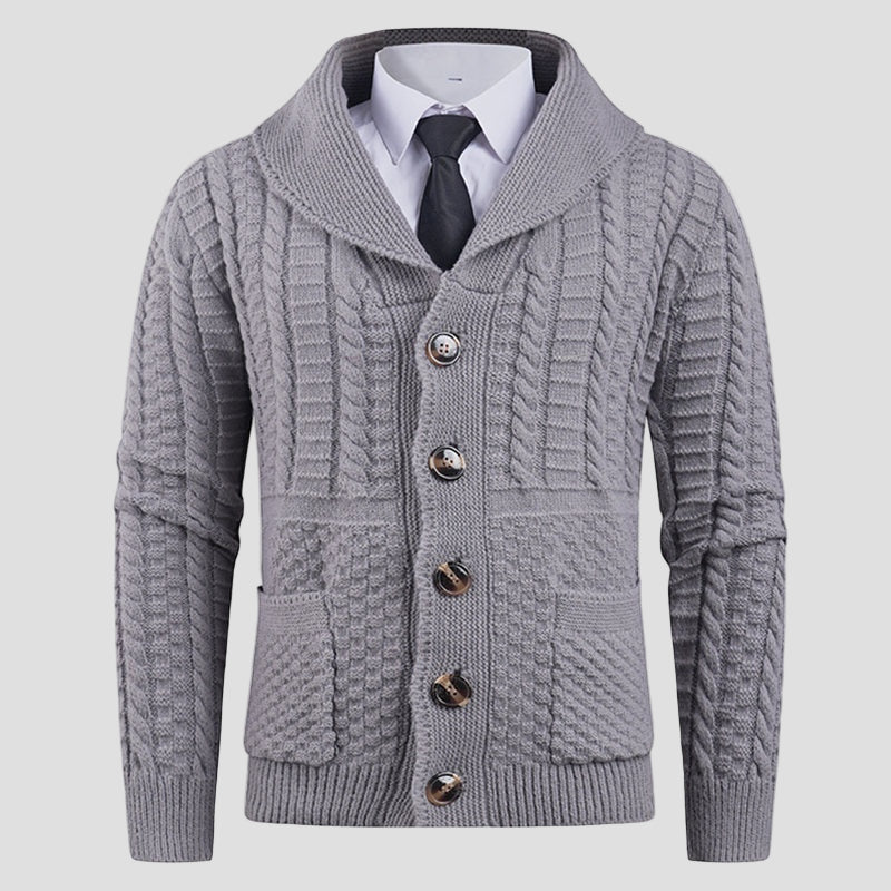 Barnaby Formal Wool Cardigan front view on model