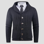 Barnaby Formal Wool Cardigan back view showing fit