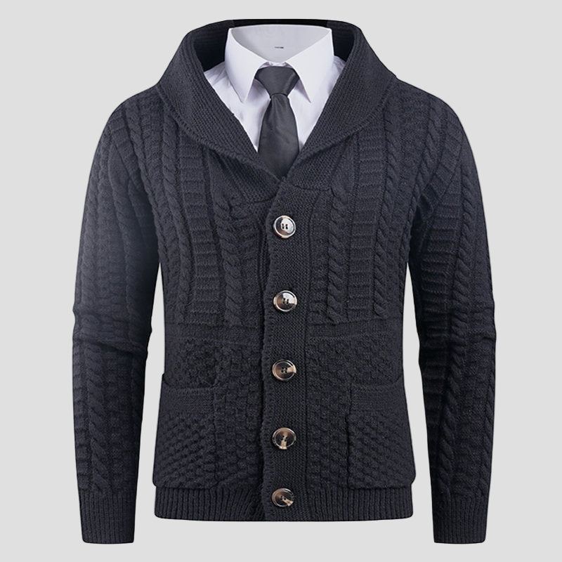 Barnaby Formal Wool Cardigan back view showing fit