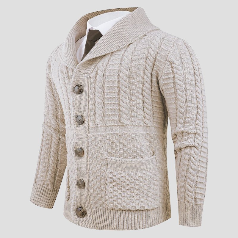 Barnaby Formal Wool Cardigan styled with trousers
