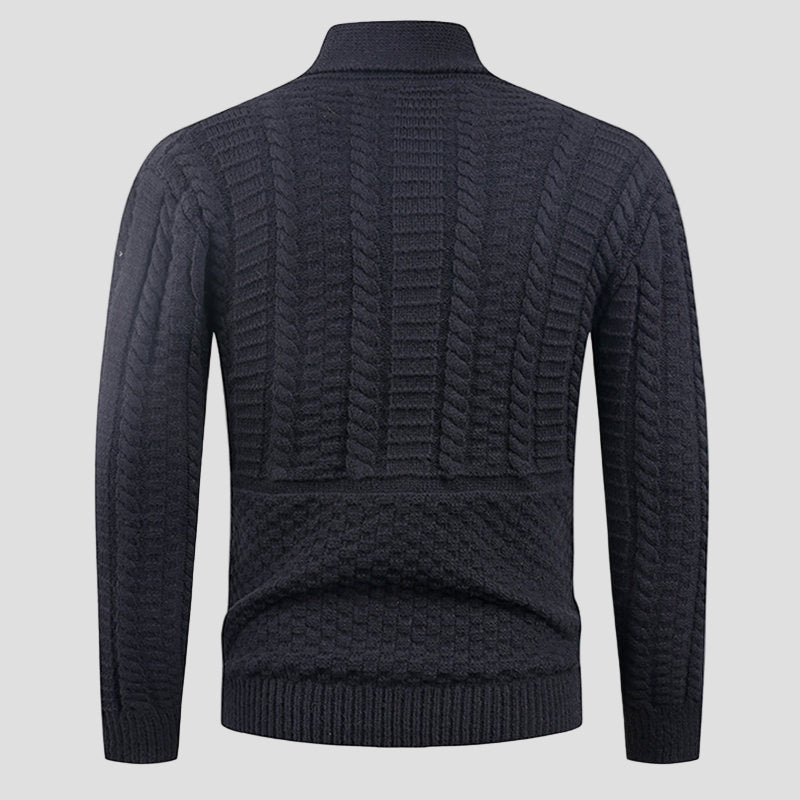 Barnaby Formal Wool Cardigan layered under a coat