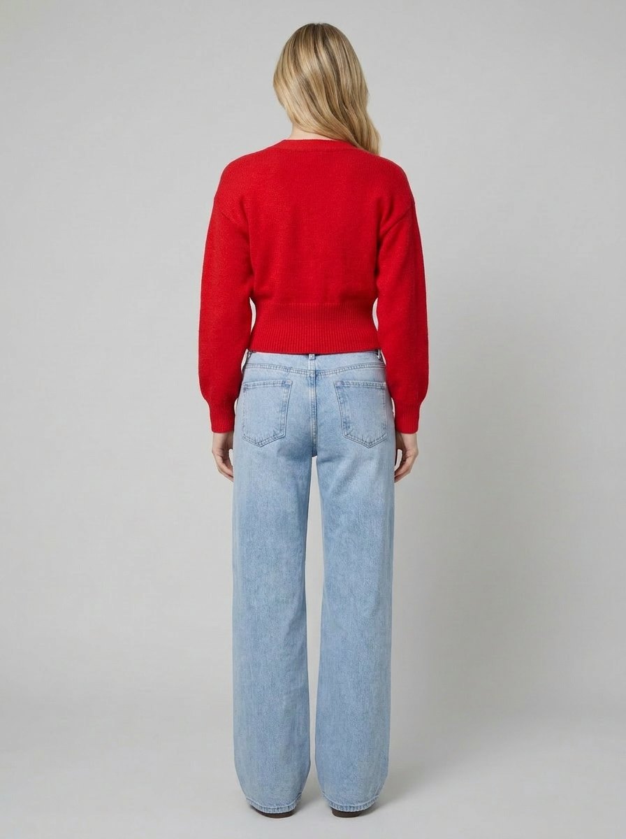 Jara Red Knit Cardigan – back view