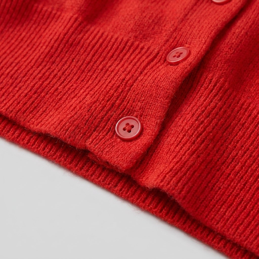 Jara Red Knit Cardigan – close-up
