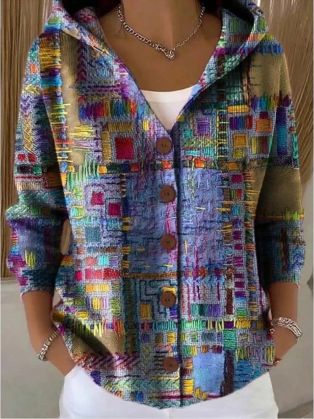 Jenna Button Hooded Sweater – front view