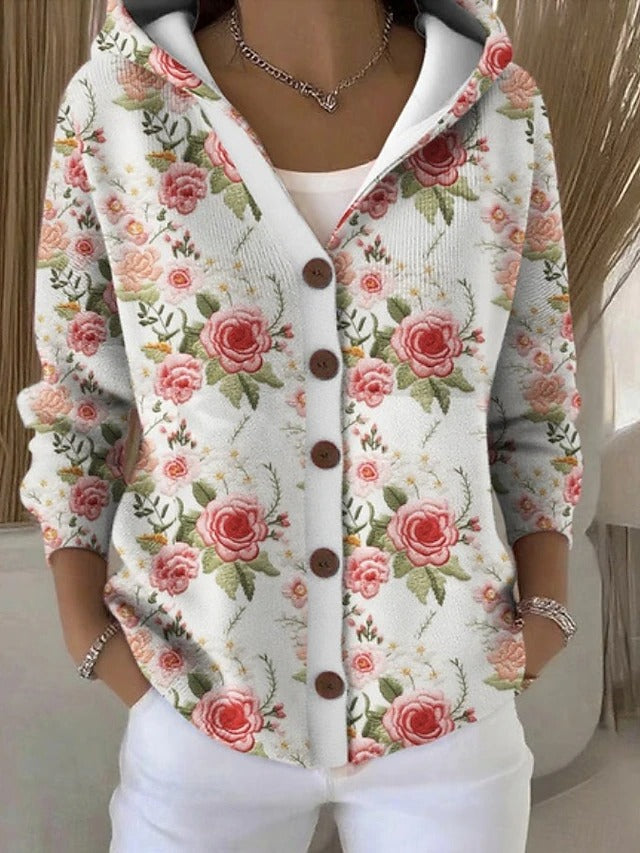 Jenna Button Hooded Sweater – side view