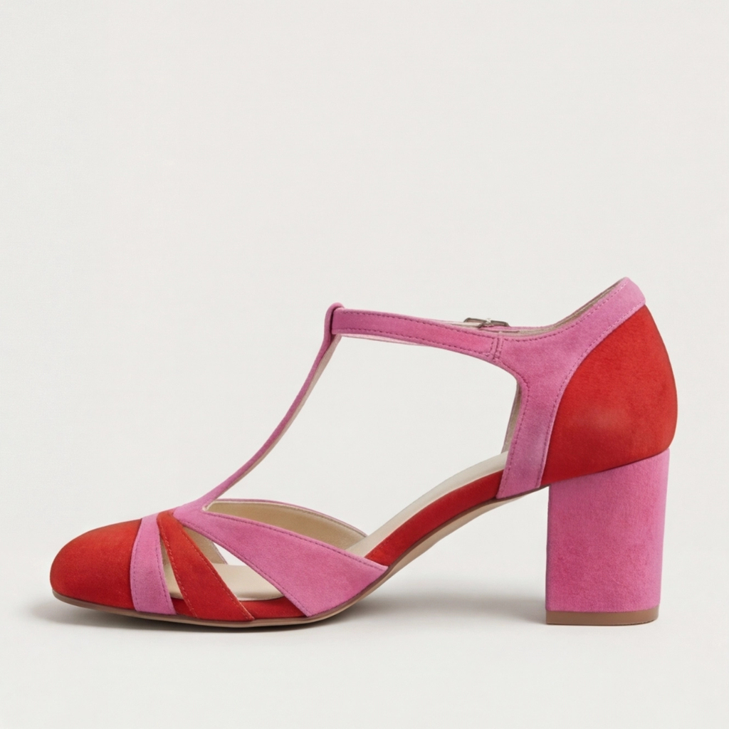 Joanna Closed Toe T-Strap Heels – styled view