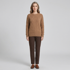 Jorunn | Cashmere-Blend Diamond Knit Sweater – styled view in brown