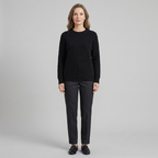 Jorunn | Cashmere-Blend Diamond Knit Sweater – styled view in black